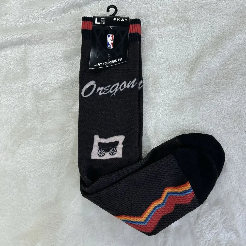 Portland Trailblazers NBA Mens Large Socks Fits 6-12 PKWY City Edition Crew Fox